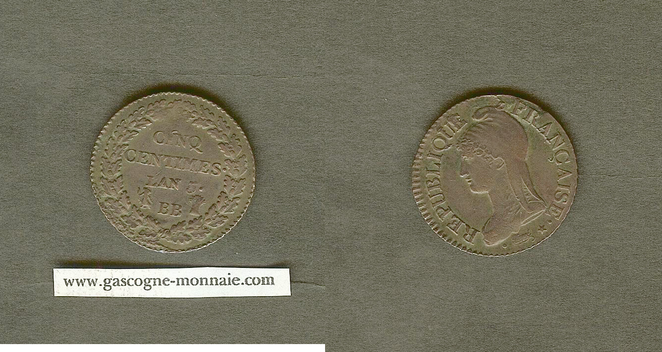 5 centimes Dupre 1797BB EF+
